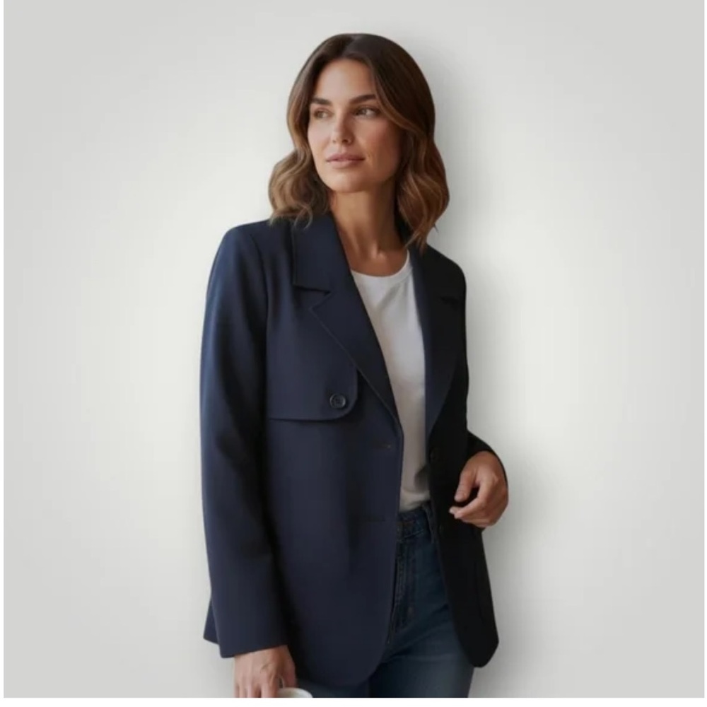 J. Jill 2X Navy Unstructured Blazer Jacket NWT
